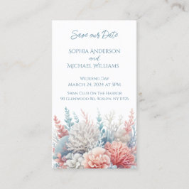 Pastel Coral-Beach Wedding-Save the Date- Visitekaartje