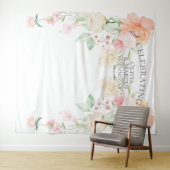 Pastel Coral Ivory Peonies Weddenschap Wandkleed (In Situ (horizontaal))