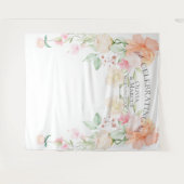 Pastel Coral Ivory Peonies Weddenschap Wandkleed (Voorkant (horizontaal))