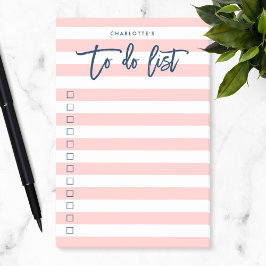 Pastel Coral Pink & White Stripes Blue om lijst te Post-it® Notes