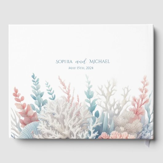 Pastel Coral Reef-Beach Bruiloft Gastenboek (Achterkant)
