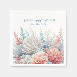 Pastel Coral Reef-Beach bruiloft- Servetten