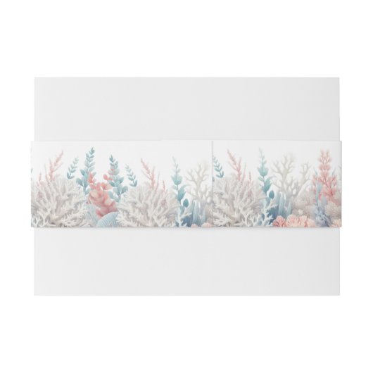 Pastel Coral Reef Beach-bruiloft Uitnodigingen Wikkel (Achterkant Voorbeeld)