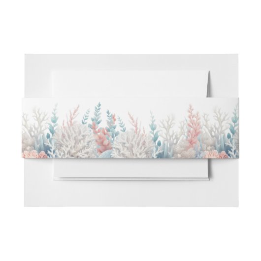Pastel Coral Reef Beach-bruiloft Uitnodigingen Wikkel (Voorkant Voorbeeld)