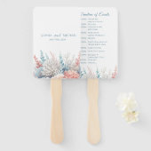 Pastel Coral Reef-Beach huwelijksprogramma Handwaaier (Voorkant en achterkant)