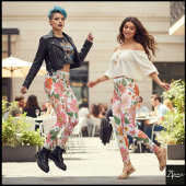Pastel Coral Retro Floral Daisy Backdrop Leggings