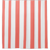 Pastel Coral White Summertime Stripes Douchegordijn (Voorkant)