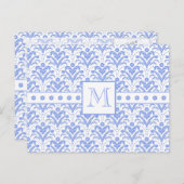 Pastel Cornflower Blue Art Deco  Damask Briefkaart (Voorkant / Achterkant)