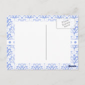 Pastel Cornflower Blue Art Deco  Damask Briefkaart (Achterkant)