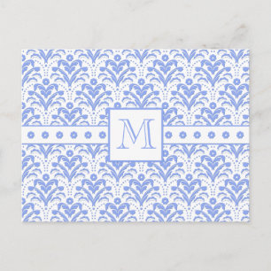 Pastel Cornflower Blue Art Deco  Damask Briefkaart