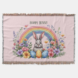 Pastel Cottagecore Farmhouse Rainbow Bunny Florals Deken