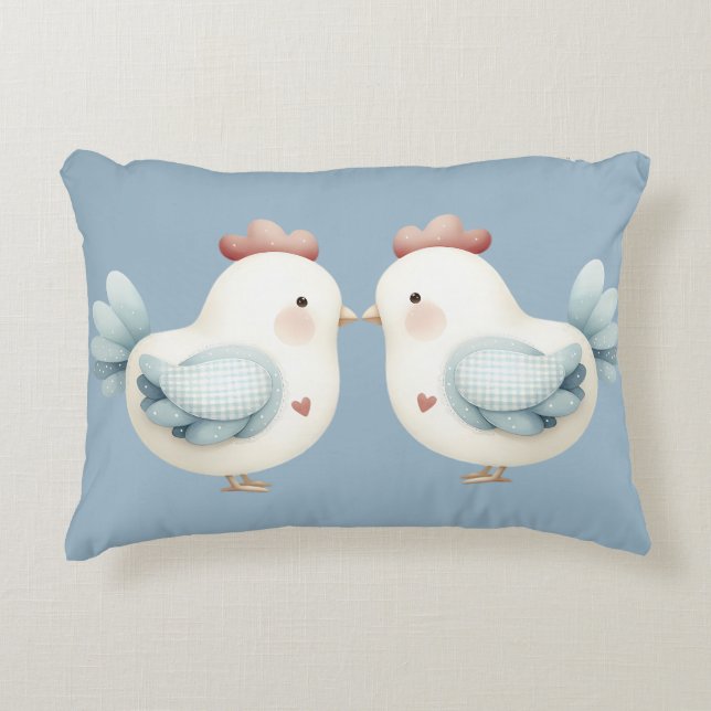 Pastel Cottagecore Kip Accent Kussen (Voorkant)
