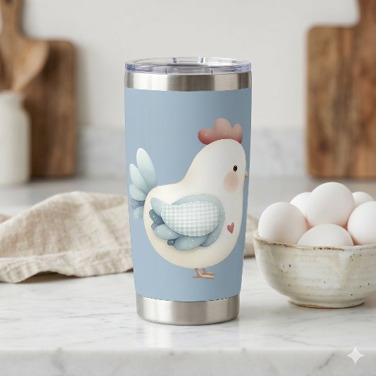 Pastel Cottagecore Kip Geïsoleerde Drinkbeker