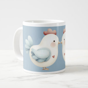 Pastel Cottagecore Kip Grote Koffiekop