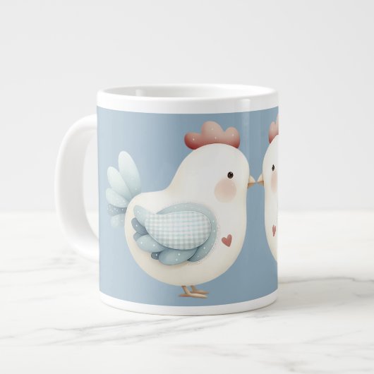 Pastel Cottagecore Kip Grote Koffiekop (Links)