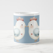 Pastel Cottagecore Kip Grote Koffiekop (Voorkant)