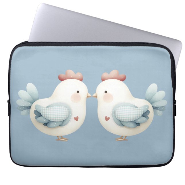 Pastel Cottagecore Kip Laptop Sleeve (Voorkant)