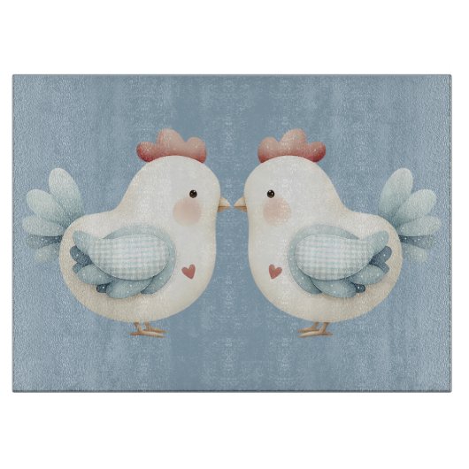 Pastel Cottagecore Kip Snijplank (Voorkant)