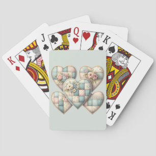 Pastel Cottagecore Patchwork Harten Pokerkaarten