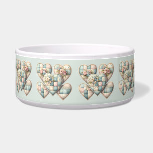 Pastel Cottagecore Patchwork Harten Voerbakje