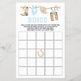 Pastel Cowboy Baby shower Bingo Flyer