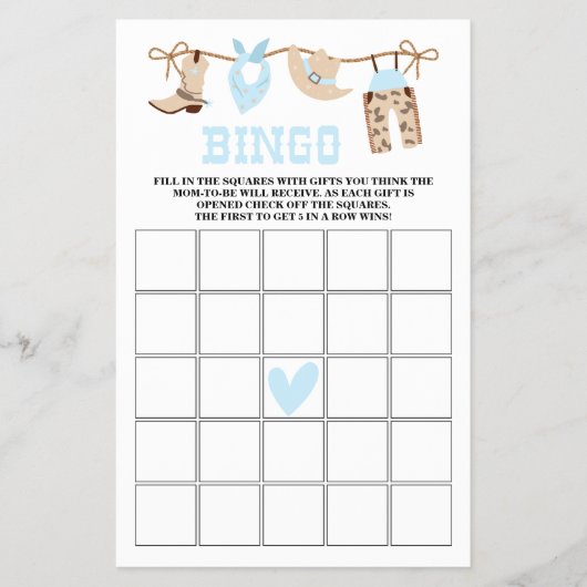 Pastel Cowboy Baby shower Spelletjes Flyer (Voorkant)