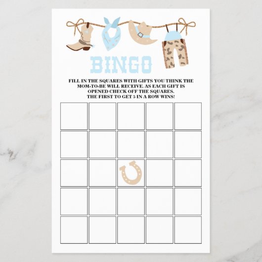 Pastel Cowboy Baby shower Spelletjes Flyer (Voorkant)