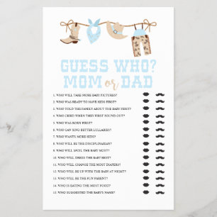Pastel Cowboy Baby shower Spelletjes Flyer