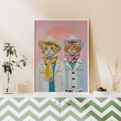 Pastel Cowboy Cats Trendy Muur Kunst Poster Print