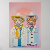 Pastel Cowboy Cats Trendy Muur Kunst Poster Print (Voorkant)