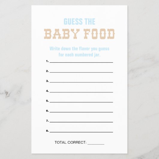 Pastel Cowboy Raad de Baby Food Shower Games Flyer (Voorkant)