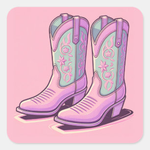 Pastel Cowgirl Boots Stickers