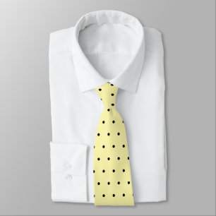 Pastel Cream Black Polka Dots Stropdas