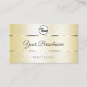 Pastel Cream Golden Sparkle Glitter Logo Initialen Visitekaartje (Voorkant)