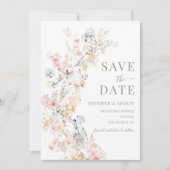 Pastel Cream Meadow Floral Save The Date Kaart (Voorkant)