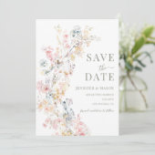 Pastel Cream Meadow Floral Save The Date Kaart (Staand voorkant)