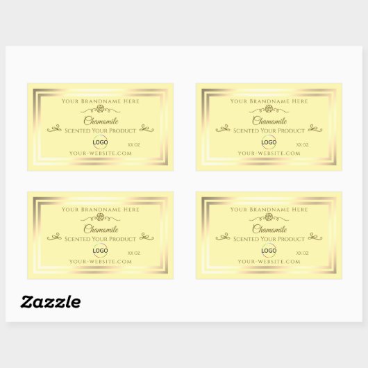 Pastel Cream Product Label Goud Lijst met Logo (Vel)