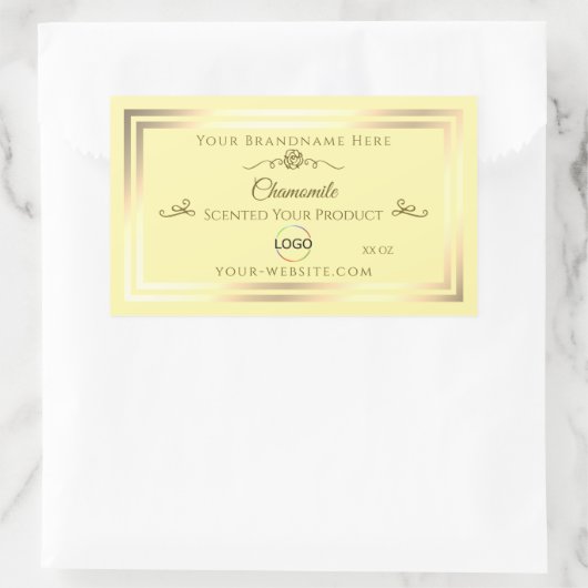 Pastel Cream Product Label Goud Lijst met Logo (Tas)