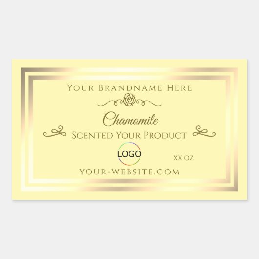 Pastel Cream Product Label Goud Lijst met Logo (Voorkant)