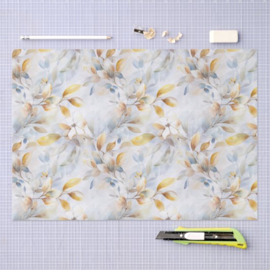 Pastel Crème Bloemen Abstract Tissuepapier (Craft)