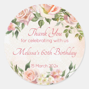 Pastel crème blush roze rozen op maat ronde sticker