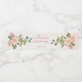 Pastel crème blush roze rozen op maat waterfles etiket (Enkel label)
