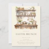 Pastel Crème & Bruine Vintage Keuken Pasen Brunch Kaart (Voorkant)