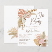 Pastel crème gedroogde bloemen boho budget uitnodi (Voorkant / Achterkant)