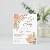 Pastel crème gedroogde bloemen boho budget uitnodi (Staand voorkant)