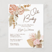 Pastel crème gedroogde bloemen boho budget uitnodi (Voorkant)