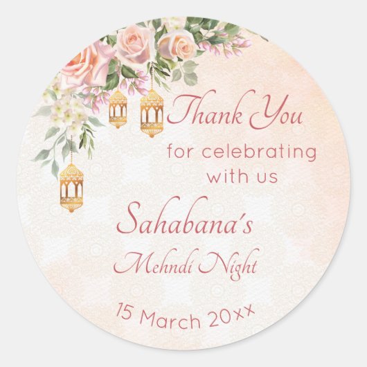 Pastel crèmekleurige roze rozen met Marokkaanse la Ronde Sticker (Voorkant)