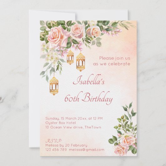 Pastel crèmekleurige rozen met Marokkaanse lantaar Kaart (Voorkant)