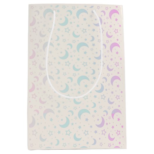 Pastel Crescent Moons en Sterren Halloween Medium Cadeauzakje (Voorkant)