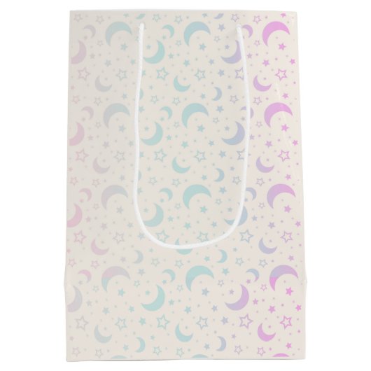 Pastel Crescent Moons en Sterren Halloween Medium Cadeauzakje (Achterkant)
